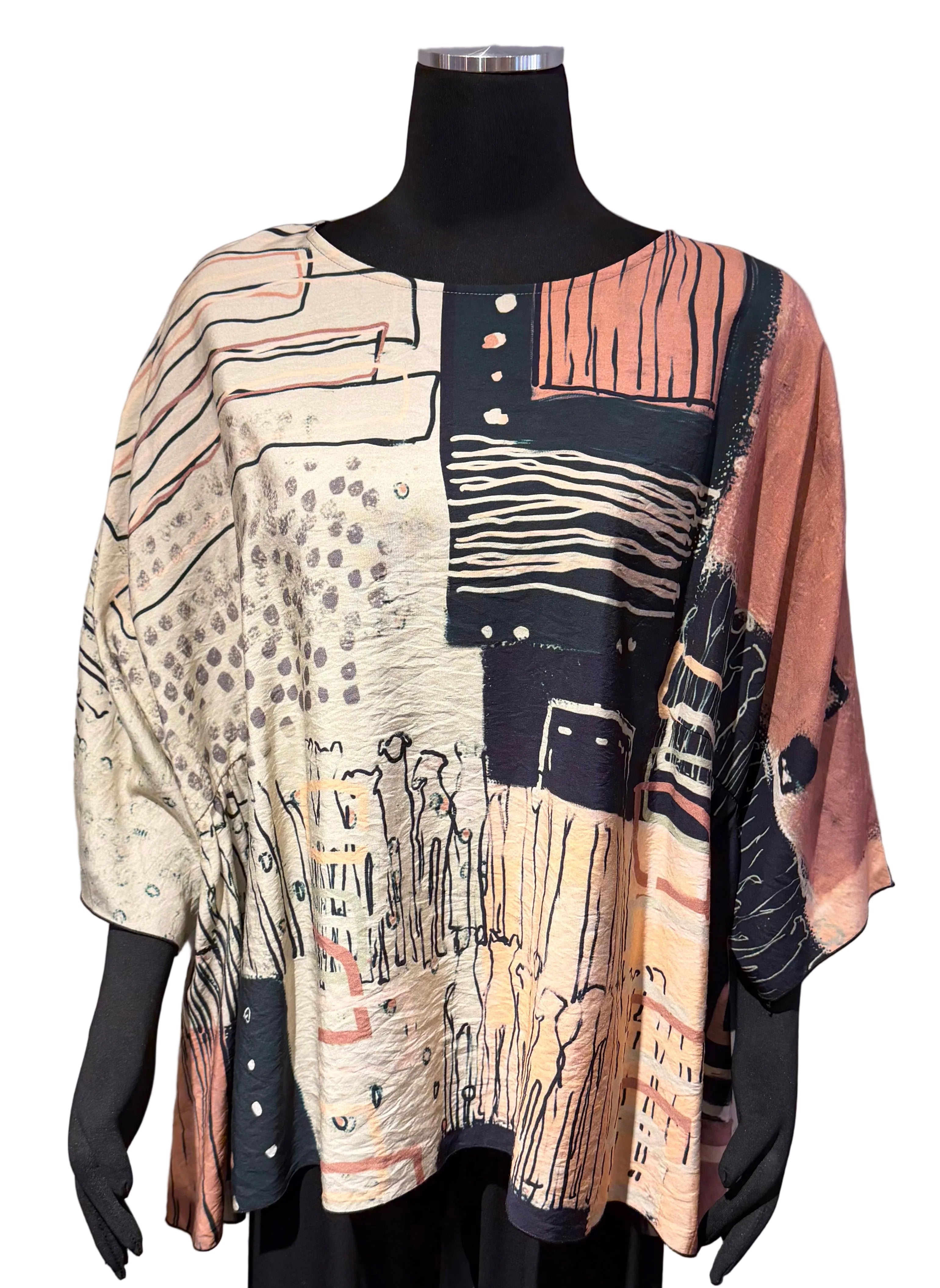 3 Potato 00252DOGB DOGB One Size 3/4 Sleeve Hand Painted Butterfly Top