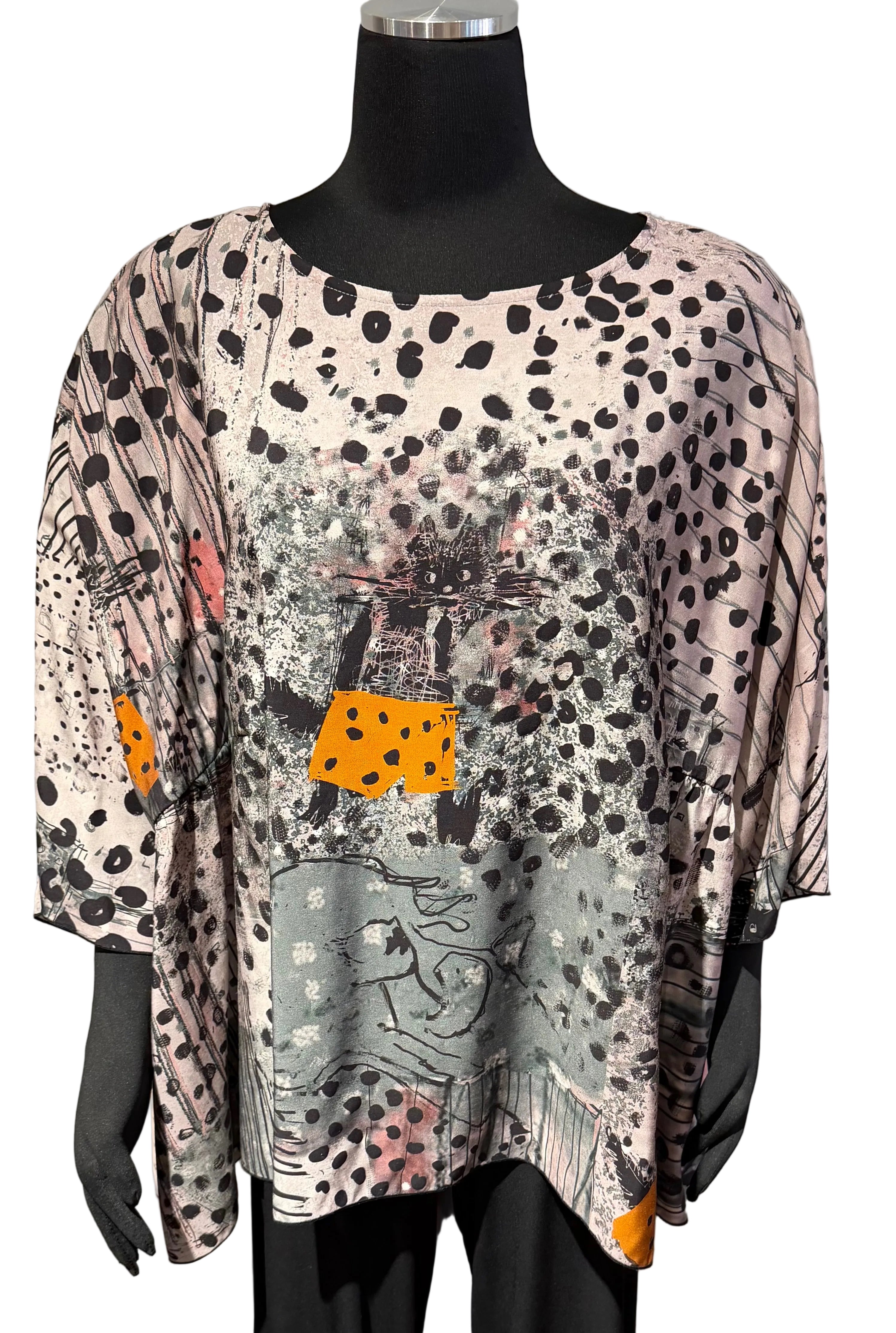 3 Potato 00252C3 CAT3 One Size 3/4 Sleeve Hand Painted Blouse