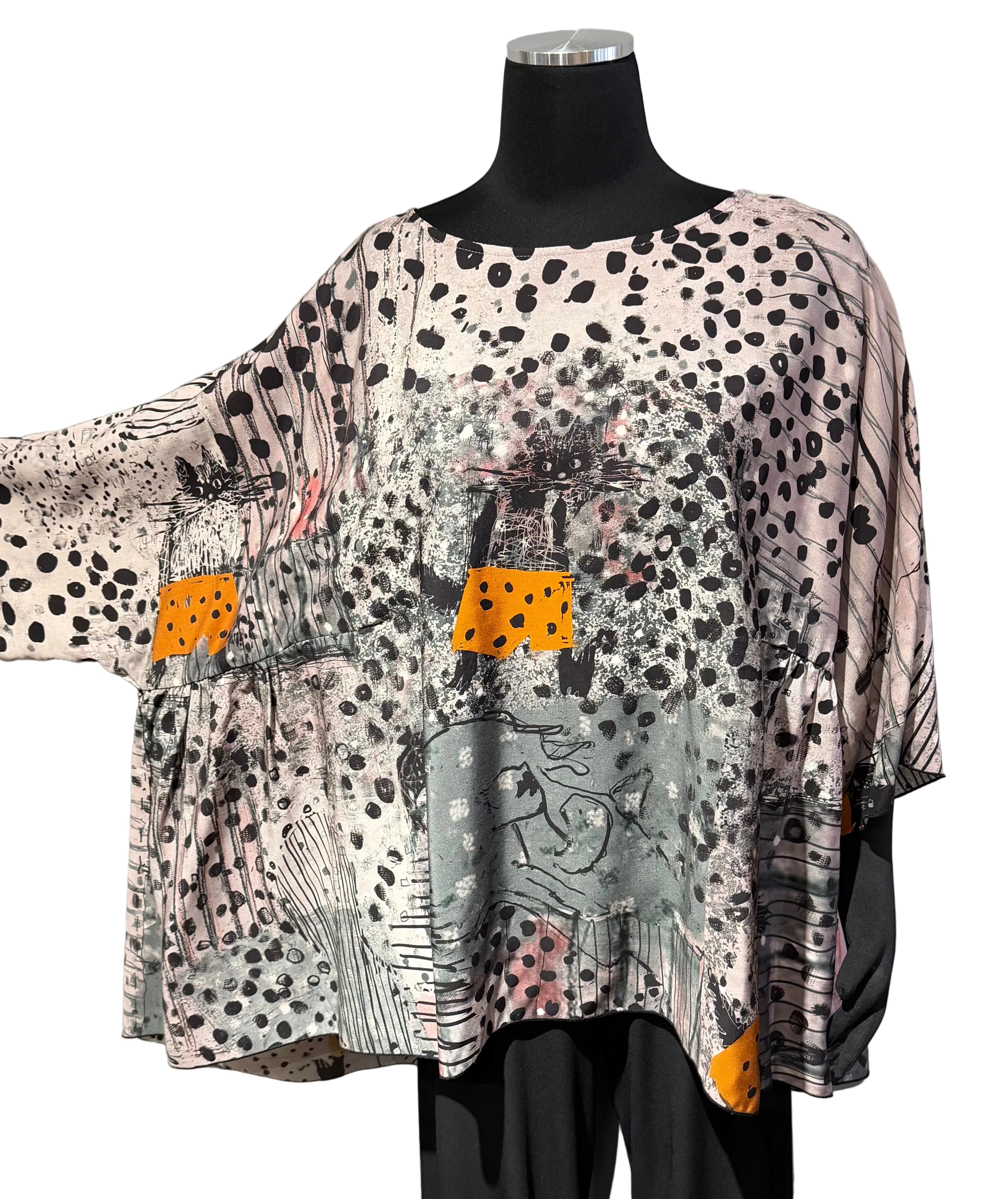 3 Potato 00252C3 CAT3 One Size 3/4 Sleeve Hand Painted Blouse