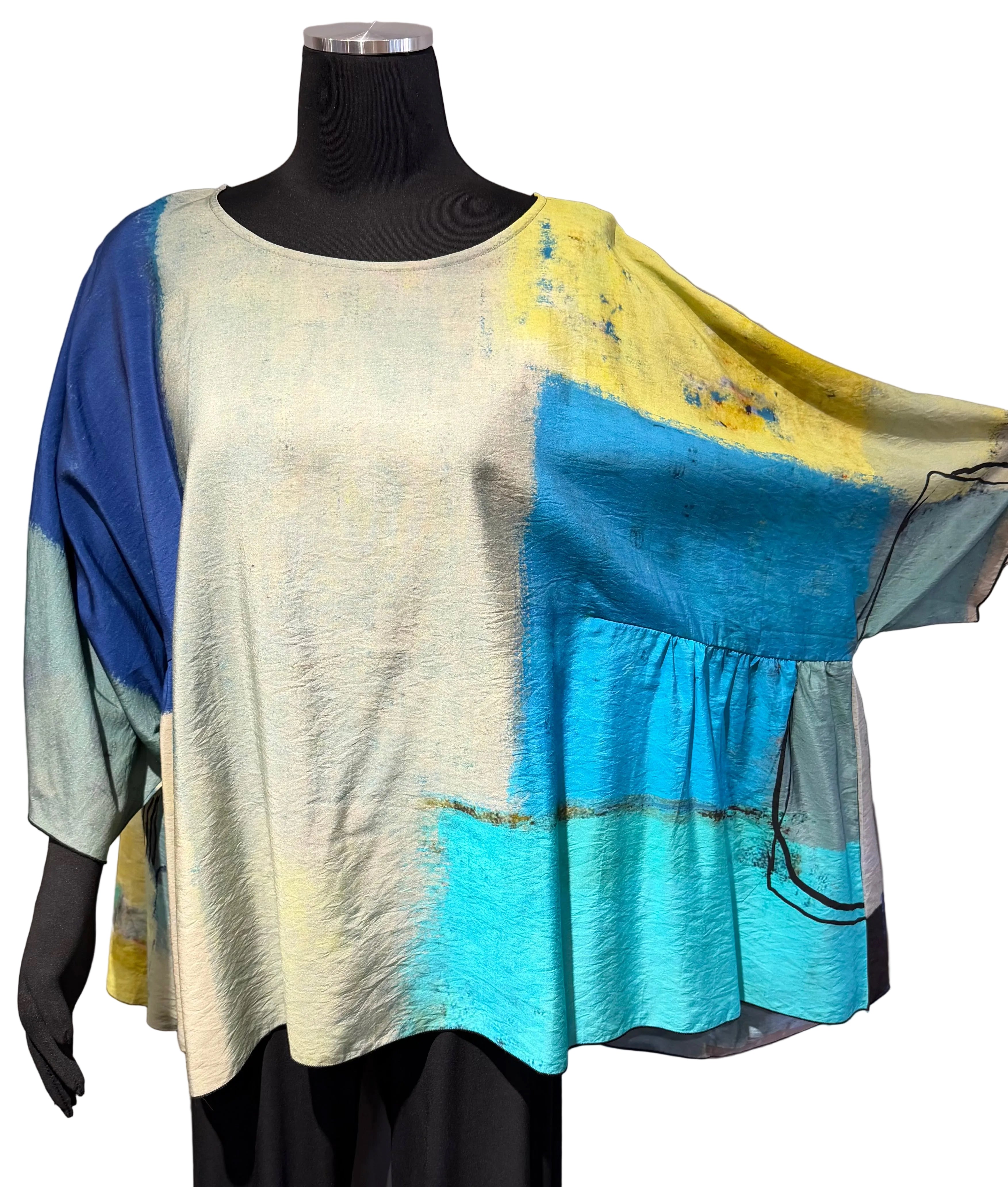 3 Potato 00252OWA OWA One Size 3/4 Sleeve Hand Painted Blouse