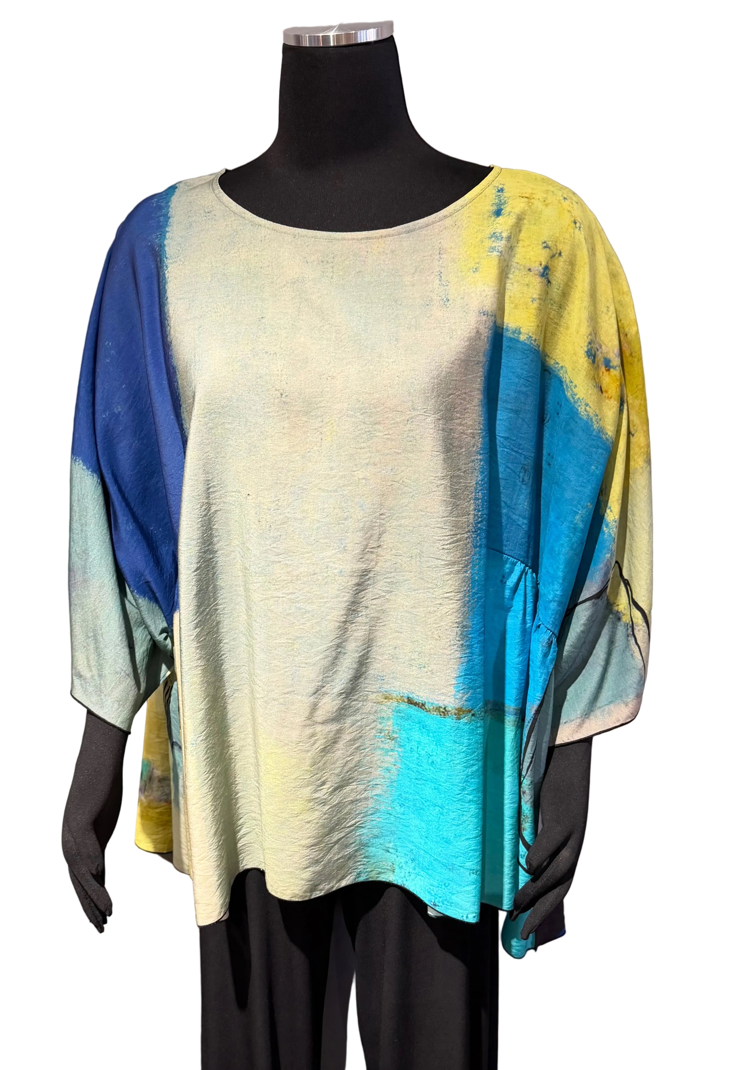 3 Potato 00252OWA OWA One Size 3/4 Sleeve Hand Painted Blouse