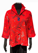 Moonlight 3448COR CORAL Wire Collar 3/4 Sleeve Blouse