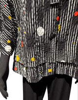 Moonlight 2694NEW Black Stripe Wire Collar Blouse With Multicolor Polka Dots