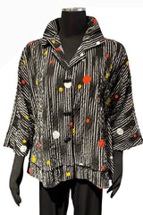 Moonlight 2694NEW Black Stripe Wire Collar Blouse With Multicolor Polka Dots