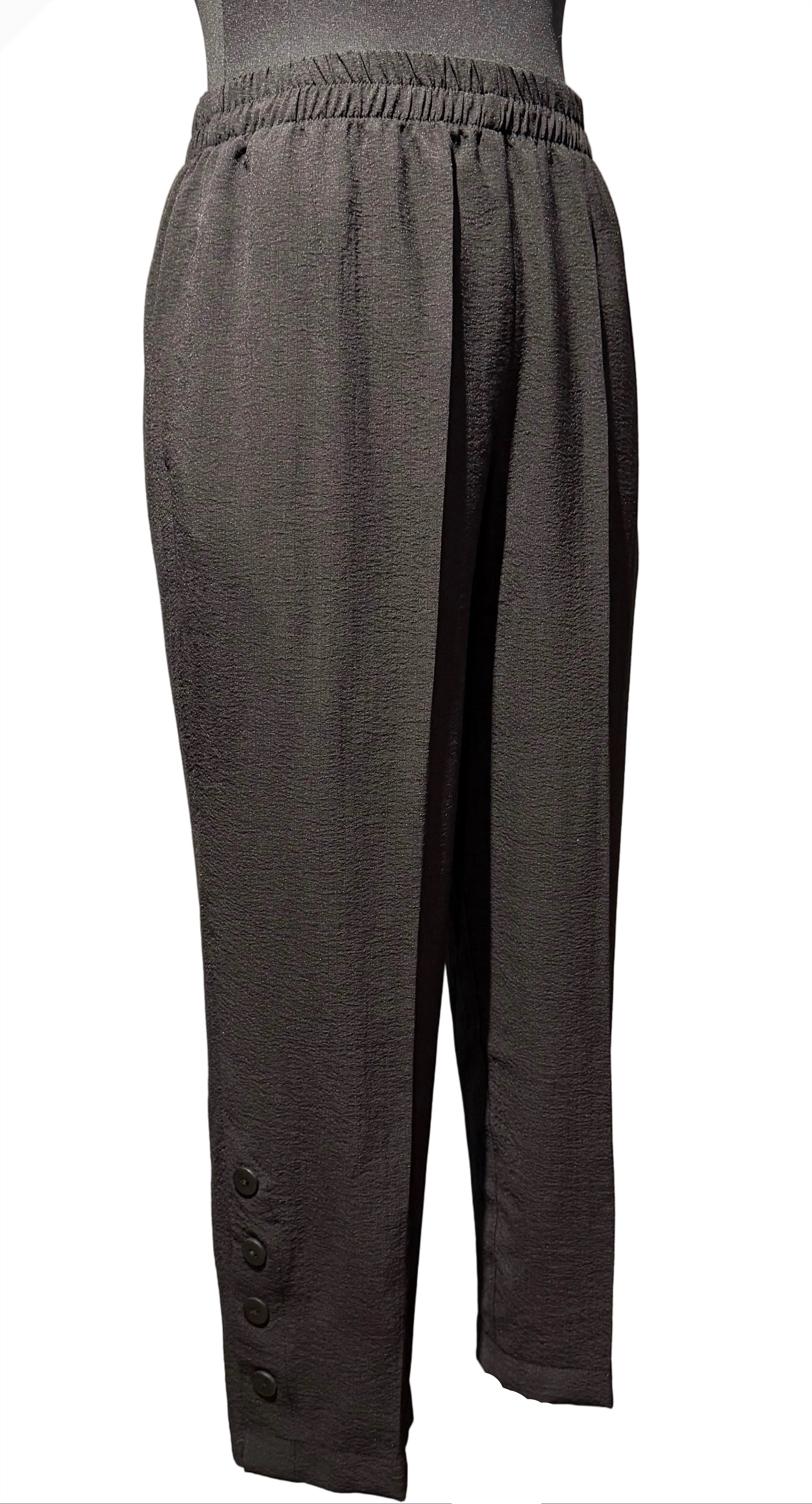 Moonlight P8884NP Black Pull-On Pants With Button Detail