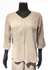 Color Me Cotton DG5620PL PLATINUM V-Neck 100% Cotton Double Gauze Top