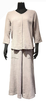 Color Me Cotton DG5620PL PLATINUM V-Neck 100% Cotton Double Gauze Top