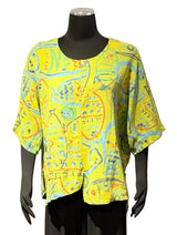 Transparente 6653MKW KIWI Mahi Cotton Linen Blend Pop Art Print Tunic