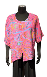 Transparente 6653MSB STRAWBERRY Mahi Cotton Linen Blend Pop Art Print Tunic