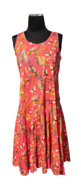 Shana 26456-BEE Bees and Flowers Slub Cotton Knit Sleeveless Bubble Dress