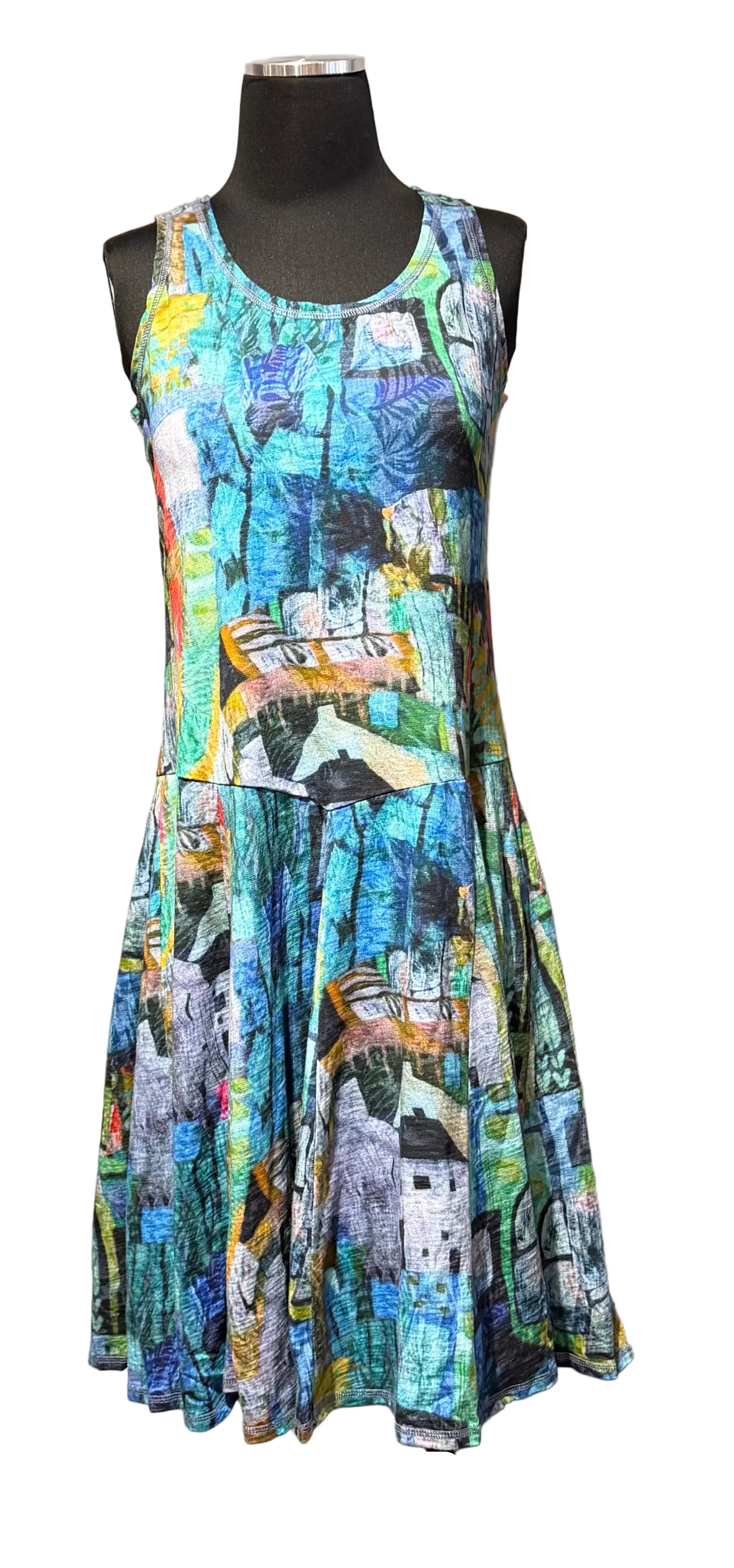 Shana 26458GH Greenhouse 100% Cotton Slub Knit Tank Bubble Dress