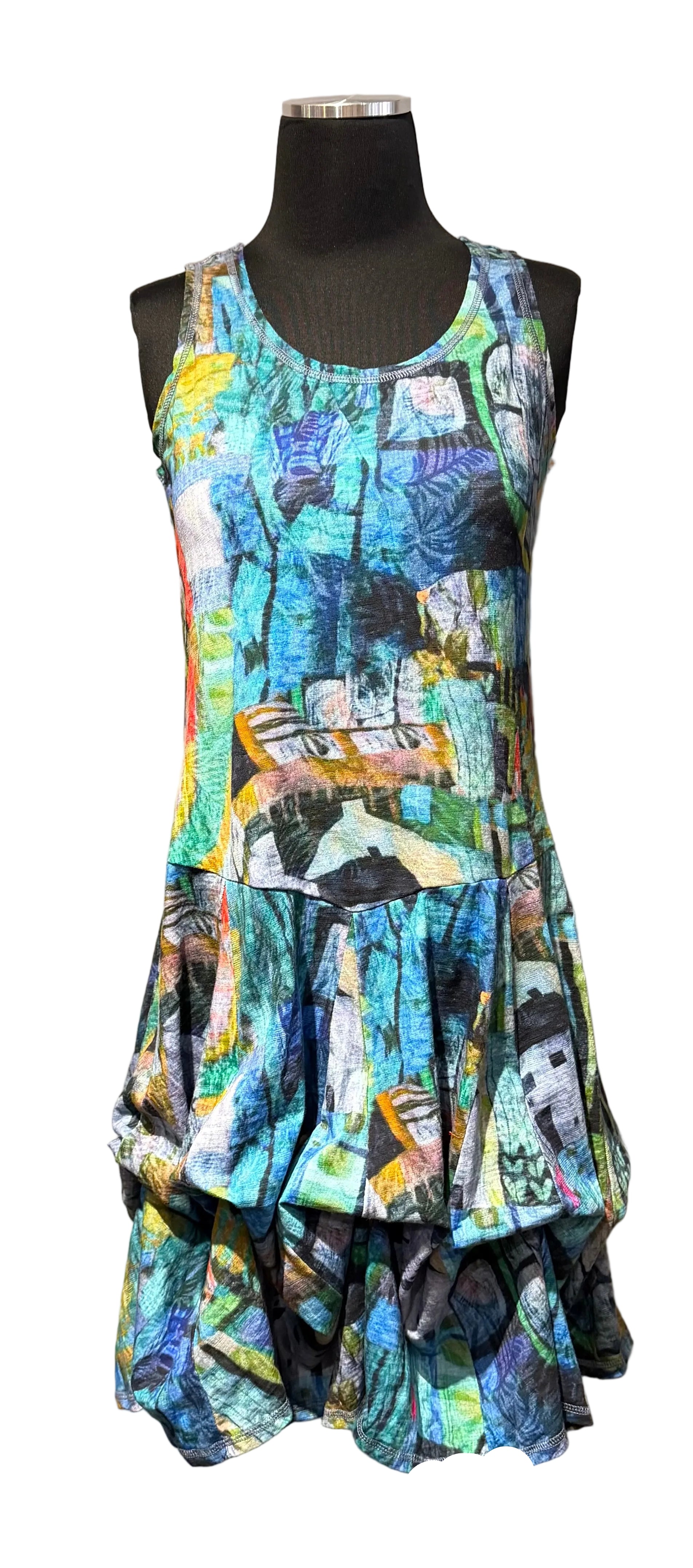 Shana 26458GH Greenhouse 100% Cotton Slub Knit Tank Bubble Dress