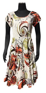 Dress Addict JADE604 100% Organic Cotton Scoop Neck Cap Sleeve Dress