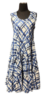 Dress Addict JOY609 100% Blue and White Striped 100% Organic Cotton Tank Dress