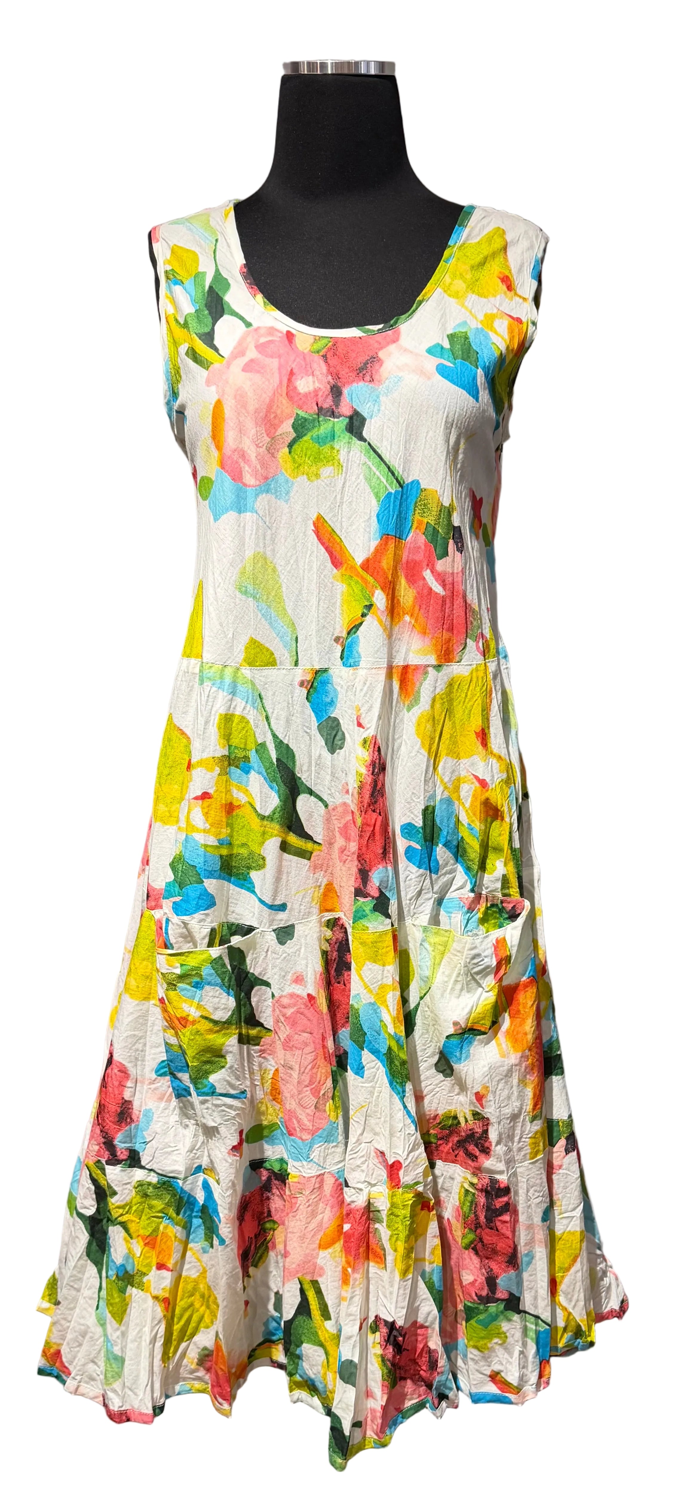 Dress Addict JOY6E Multicolor Floral 100% Organic Cotton Tank Dress