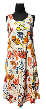 Dress Addict JAMY6J Multicolor Floral Print On White 100% Organic Cotton Shift Dress