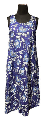 Dress Addict JAMY601 Navy and White Floral Print 100% Organic Cotton Shift Dress