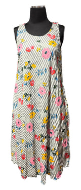 Dress Addict JAMY612 Floral and Stripe 100% Organic Cotton Shift Dress
