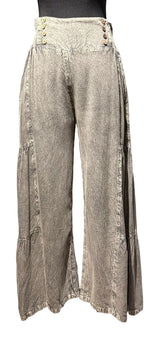Apparel Love ST48GY Grey One Size Pull On Tiered Wide Leg Pants