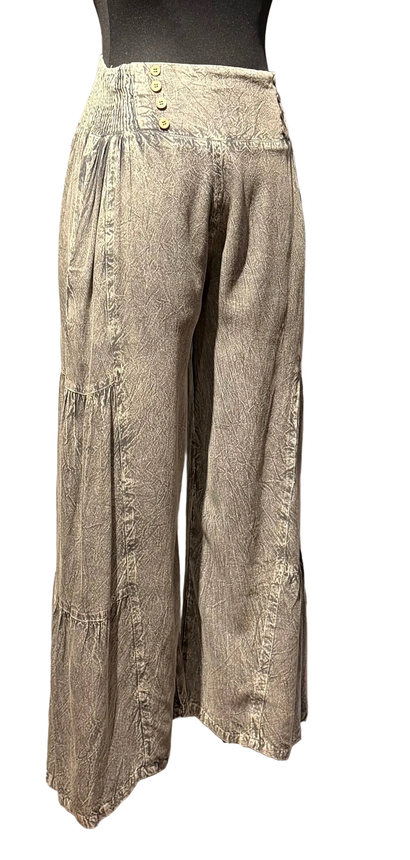 Apparel Love ST48GY Grey One Size Pull On Tiered Wide Leg Pants