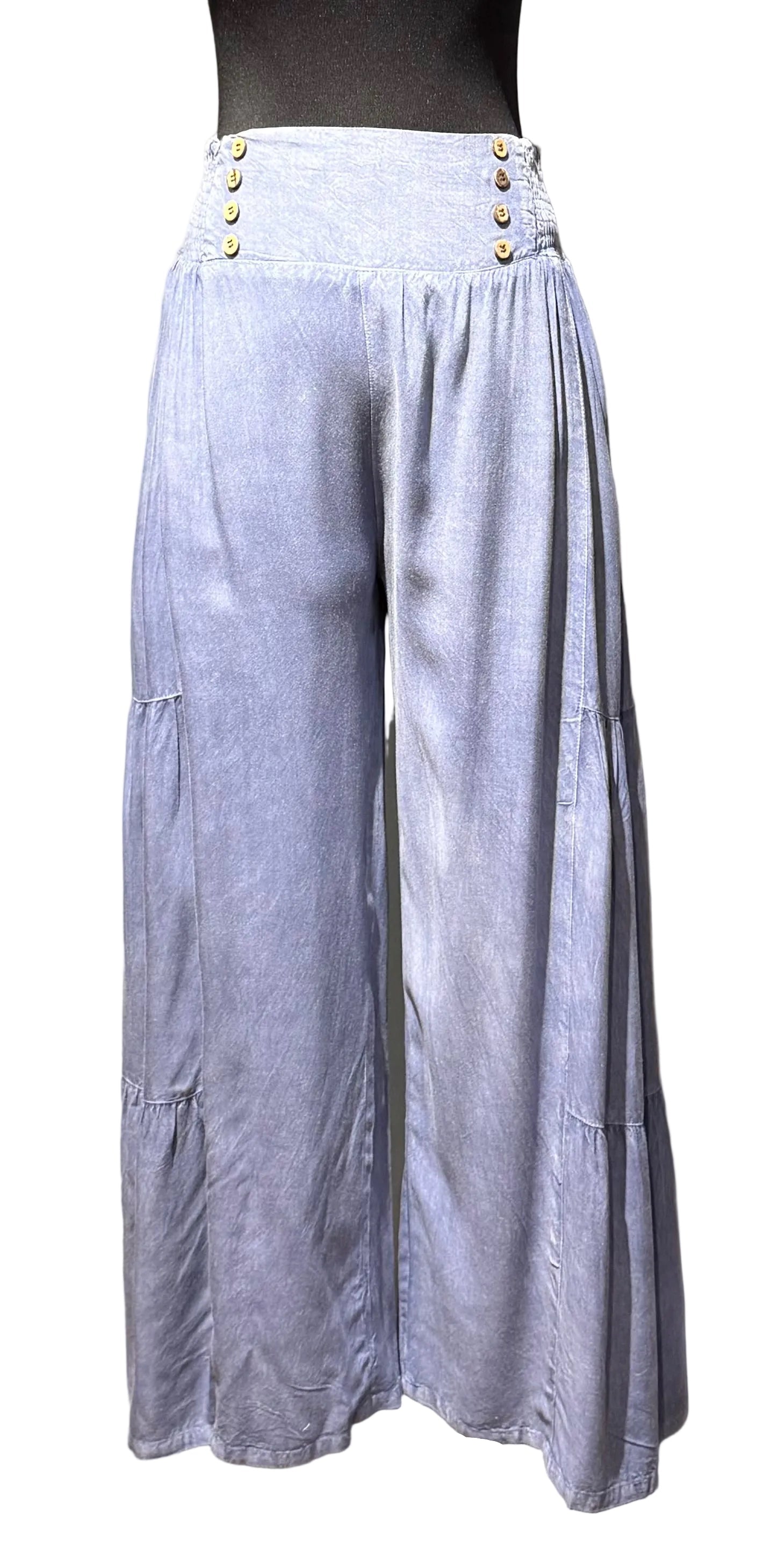 Apparel Love ST48DN Denim One Size Pull On Tiered Wide Leg Pants