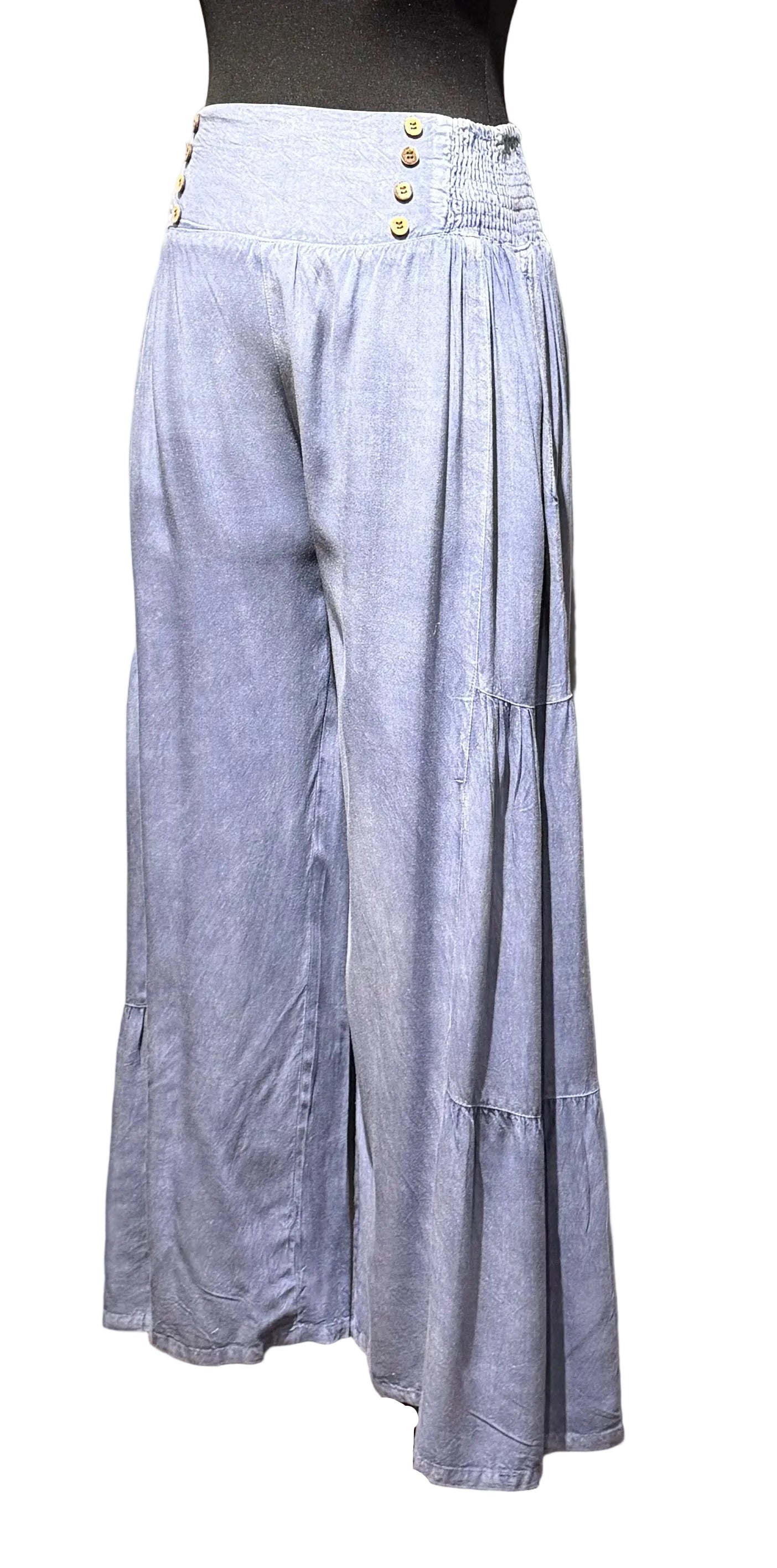 Apparel Love ST48DN Denim One Size Pull On Tiered Wide Leg Pants