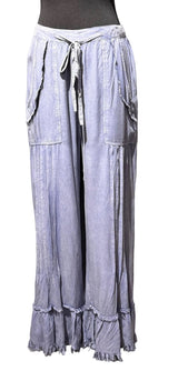 Apparel Love ST18DN Denim One Size Draw String Ruffle Hem Pants With Pockets