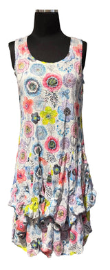 Shana 26007FL Floral Crinkle Bubble Sleeveless Dress