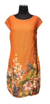 Saga 7617TE TERRA One Size Linen Cap Sleeve Floral Hem Dress