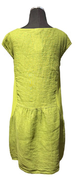 Saga 7617KI KIWI One Size Linen Cap Sleeve Floral Hem Dress