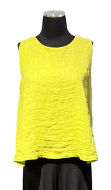 Saga 5299BMO MOSS 100% Linen One Size Button Back Flared Tank Top