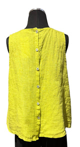 Saga 5299BMO MOSS 100% Linen One Size Button Back Flared Tank Top