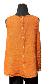 Saga 5299BTE TERRA 100% Linen One Size Button Back Flared Tank Top