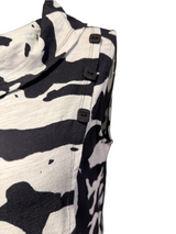 Shana 26456BW Black and White 100% Cotton Slub Knit Tank Top With Button Detail