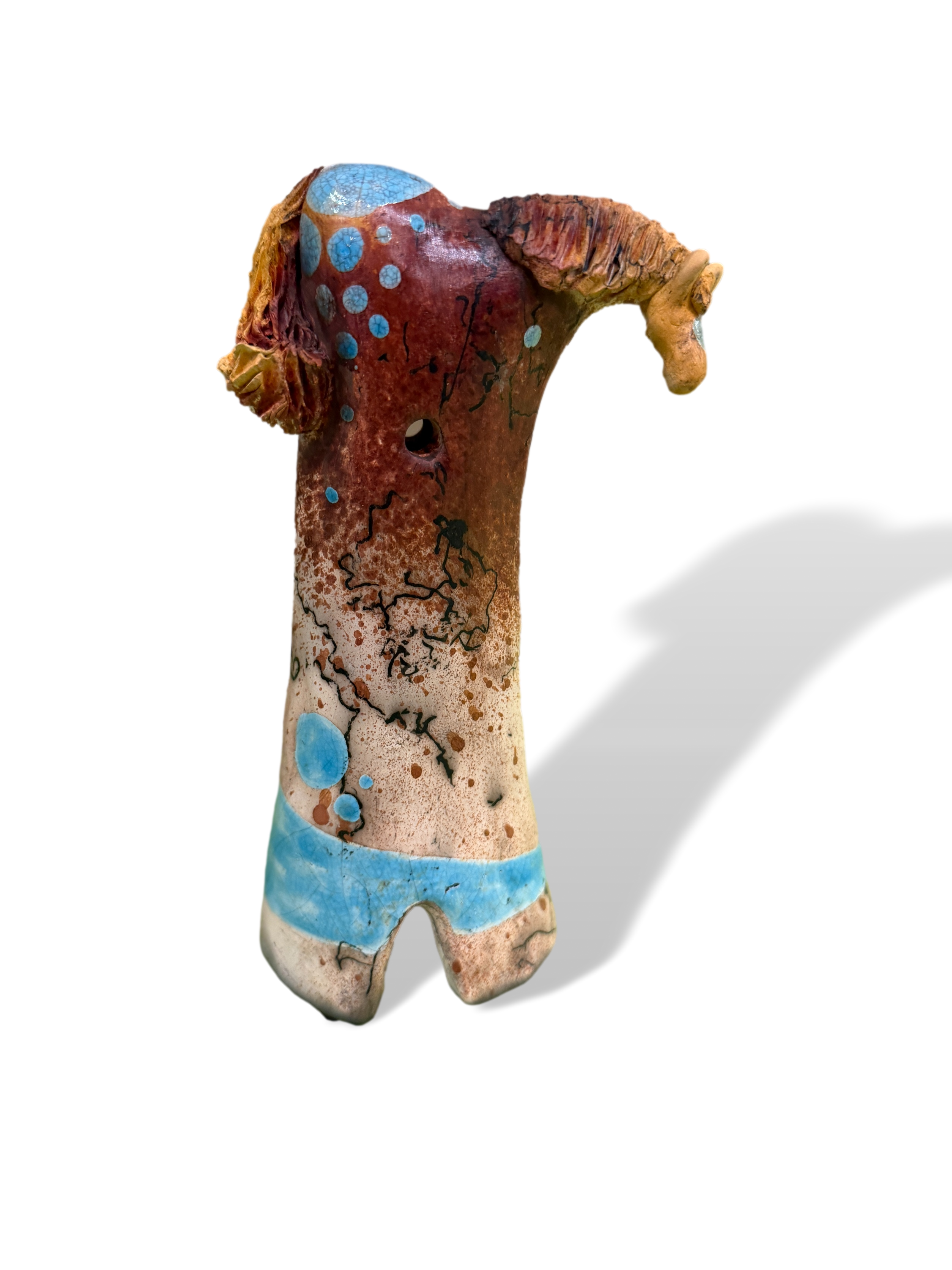 Alan Potter HRSHAIR Horsehair Horse Handmade Raku Pottery Sculpture