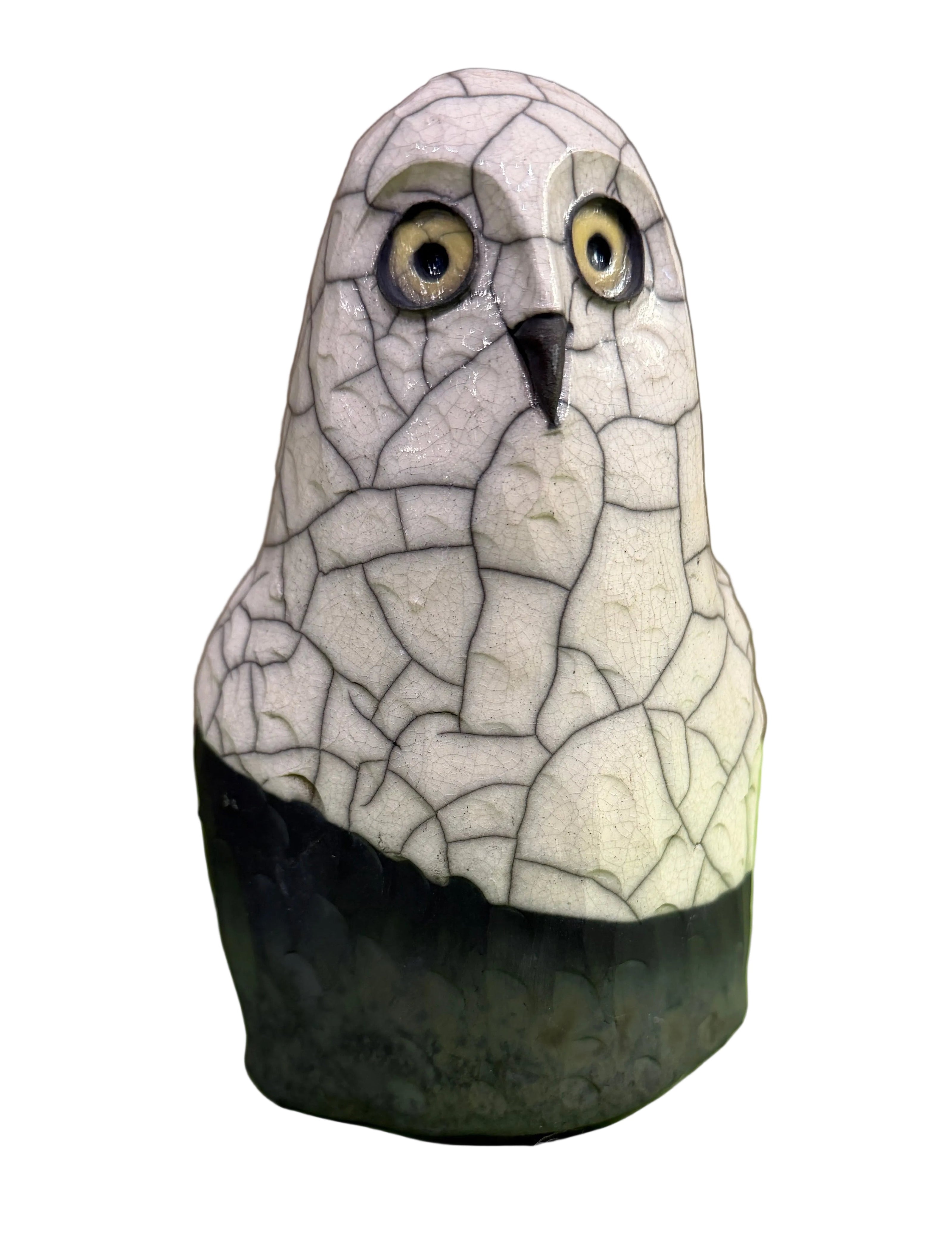 Alan Potter SNOWL65 SNOW OWL Ceramic Raku Sculpture