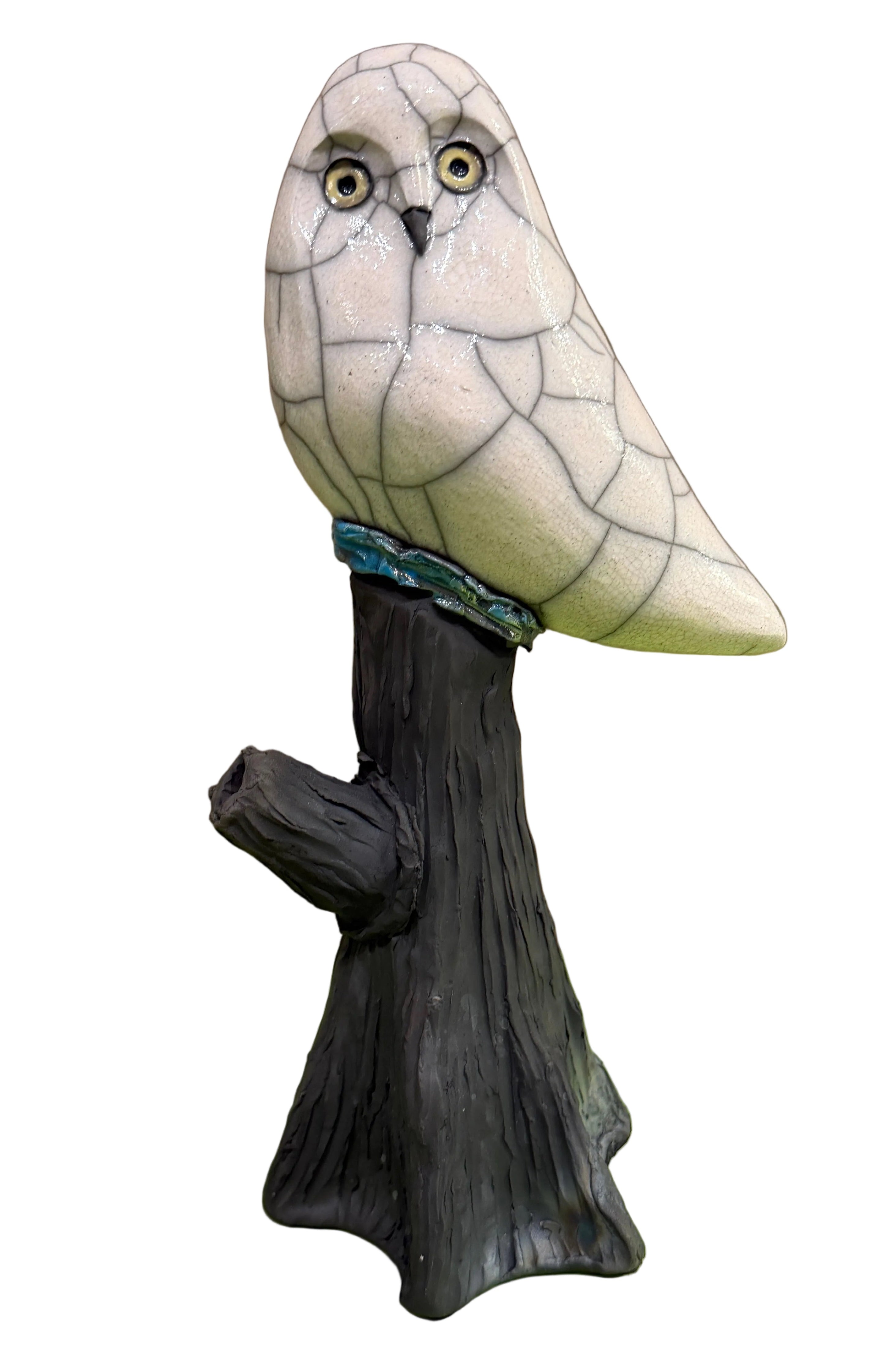 Alan Potter SNOWL13 SNOW OWL Ceramic Raku Sculpture