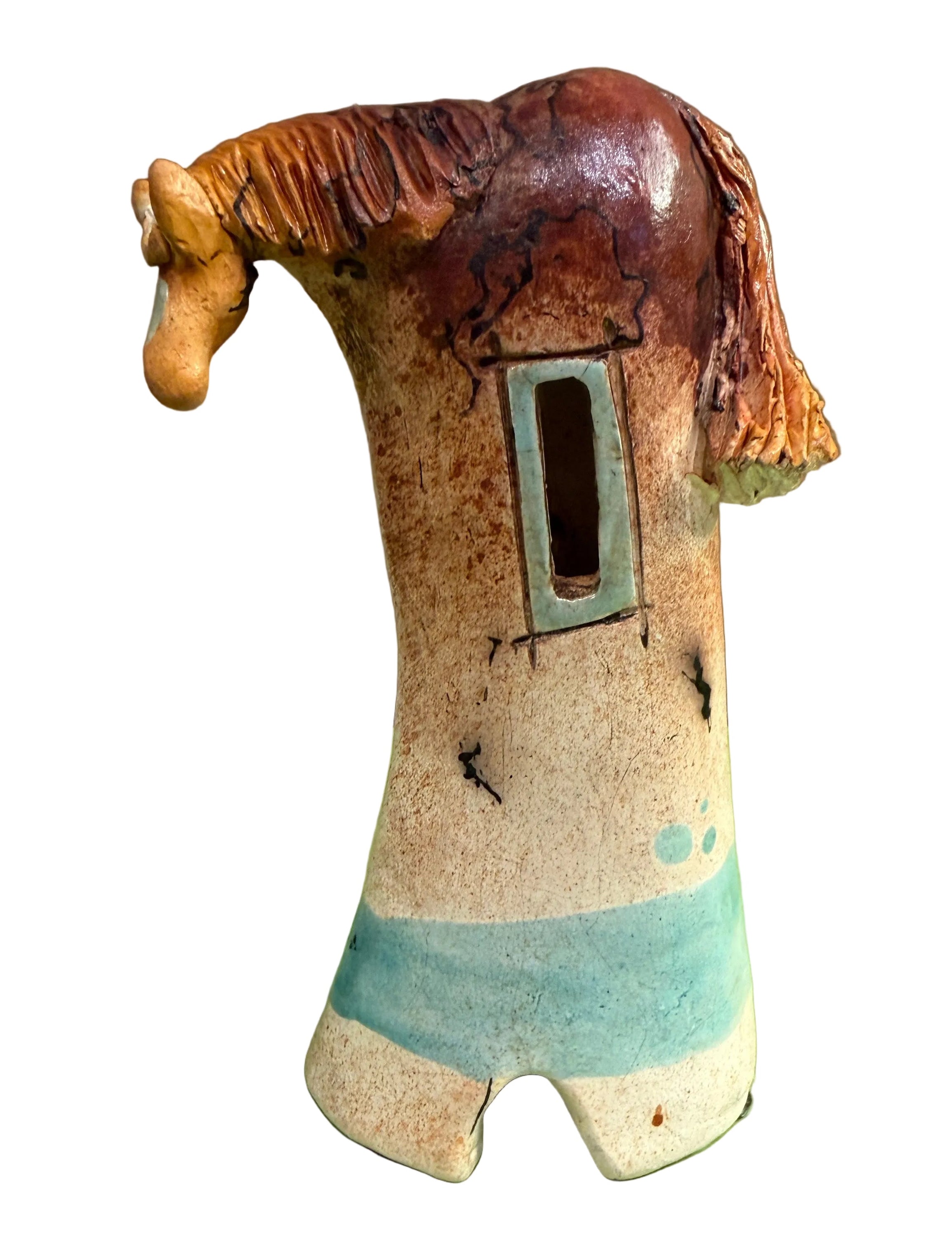 Alan Potter HHH65 HORSE HAIR HORSE Ceramic Raku Sculpture