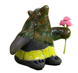 Alan Potter BEAR3 SMALL BEAR With Flowers Ceramic Raku Sculpture