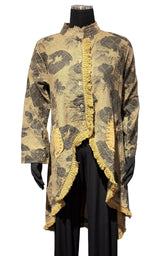 Paper Lace PLG647J Mustard & Grey Long Sleeve Hi-Lo Hem Jacket