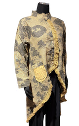 Paper Lace PLG647J Mustard & Grey Long Sleeve Hi-Lo Hem Jacket