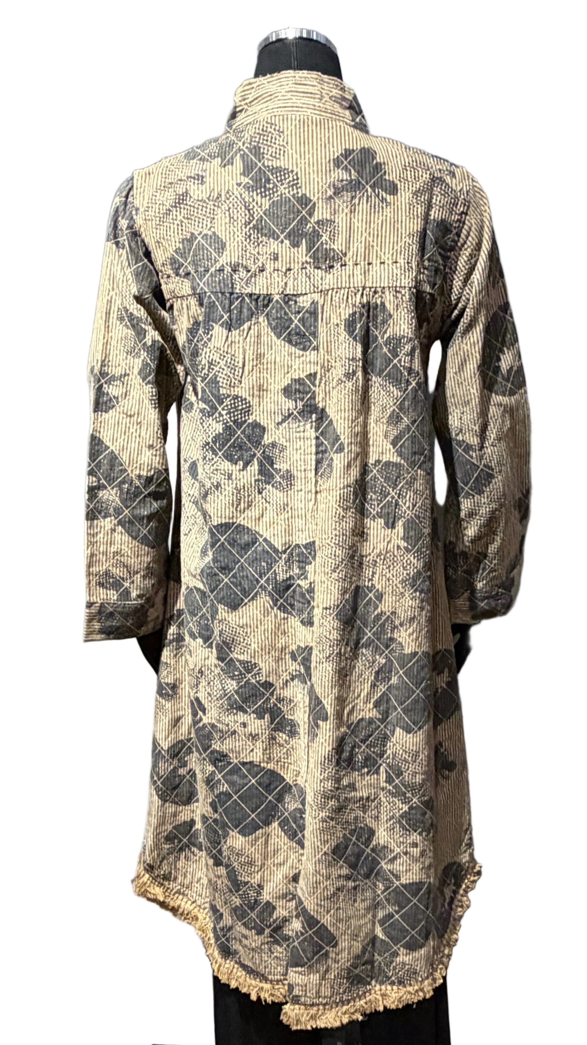 Paper Lace PLG647J Mustard & Grey Long Sleeve Hi-Lo Hem Jacket