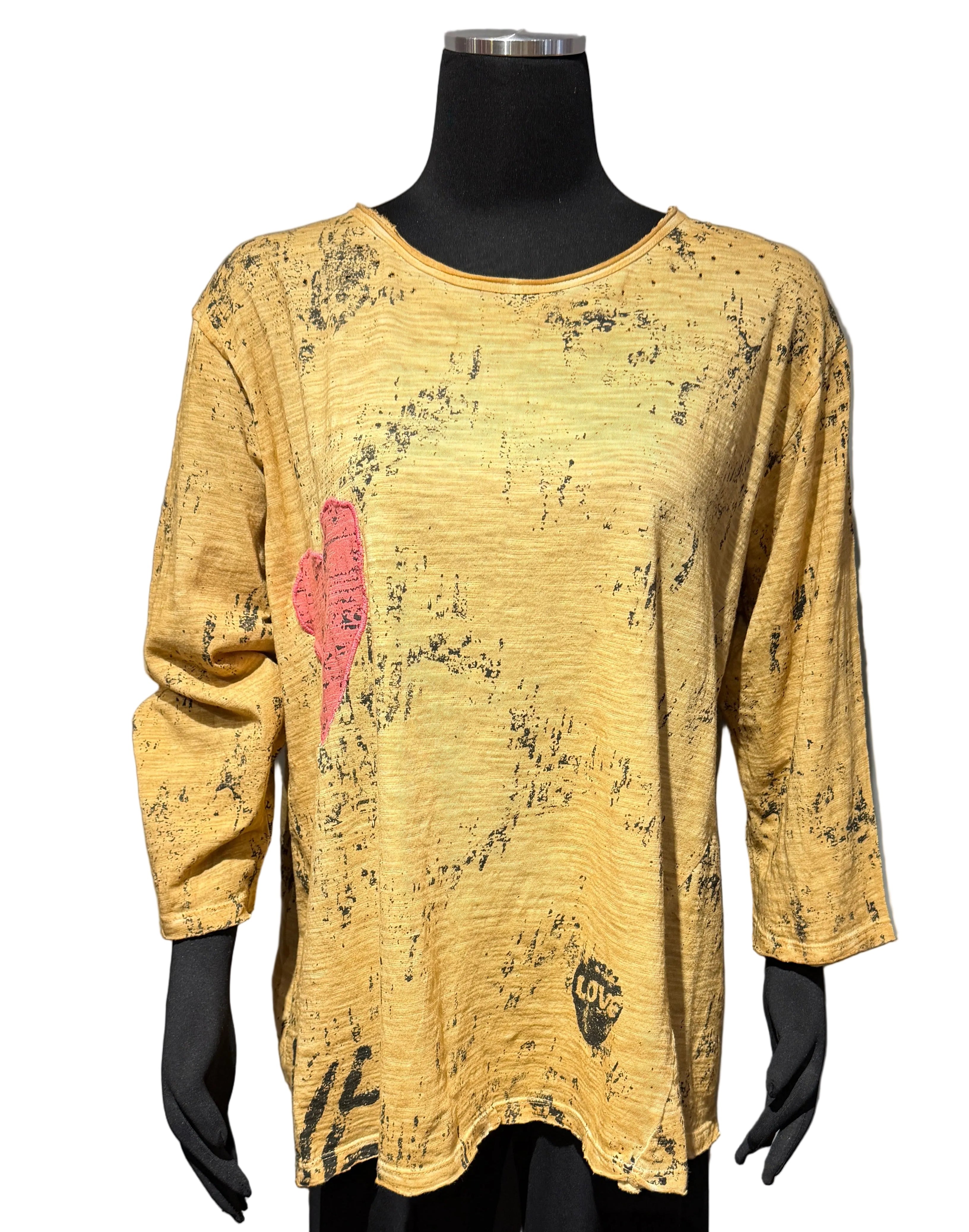 Paper Lace PLG615T Mustard Love And Peace One Size Top