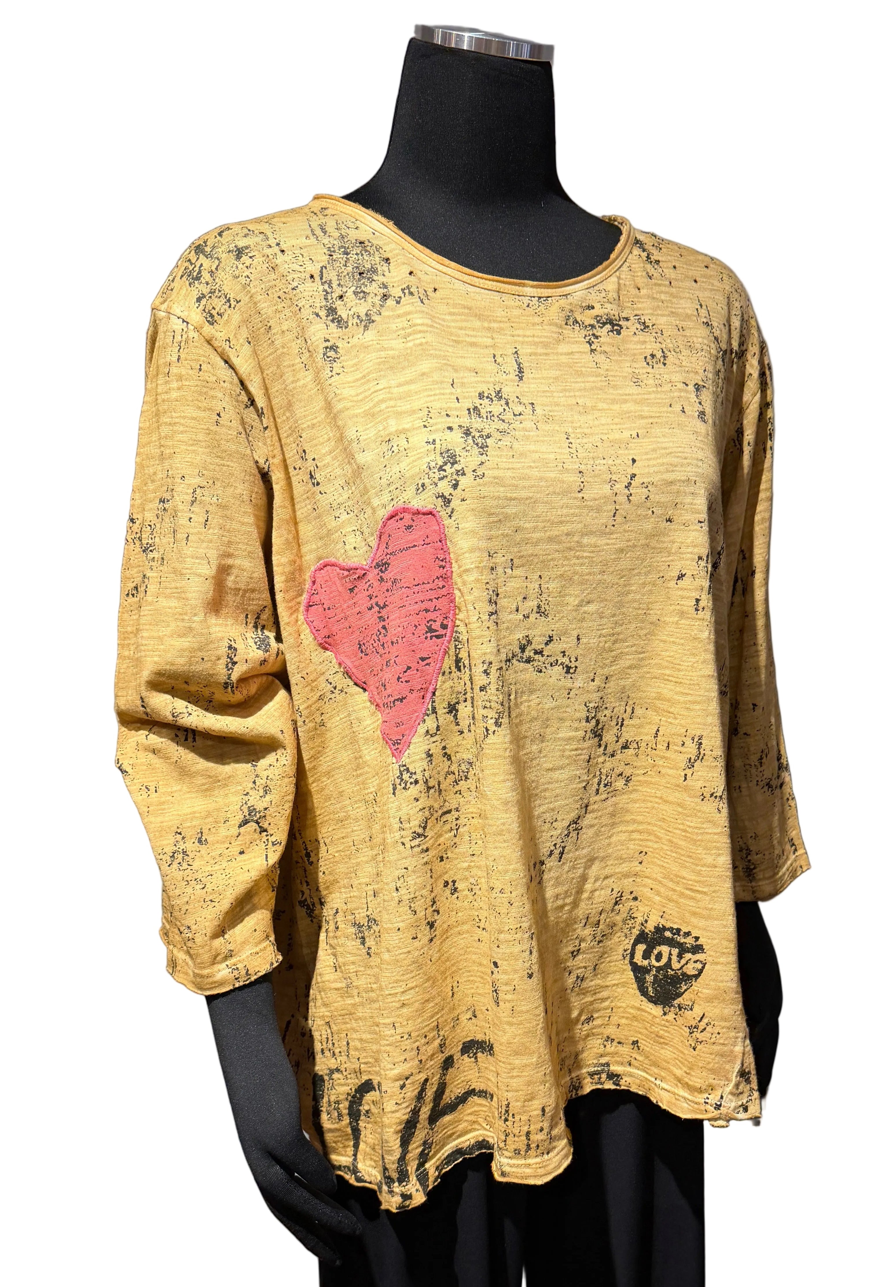 Paper Lace PLG615T Mustard Love And Peace One Size Top