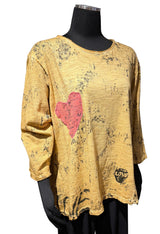 Paper Lace PLG615T Mustard Love And Peace One Size Top