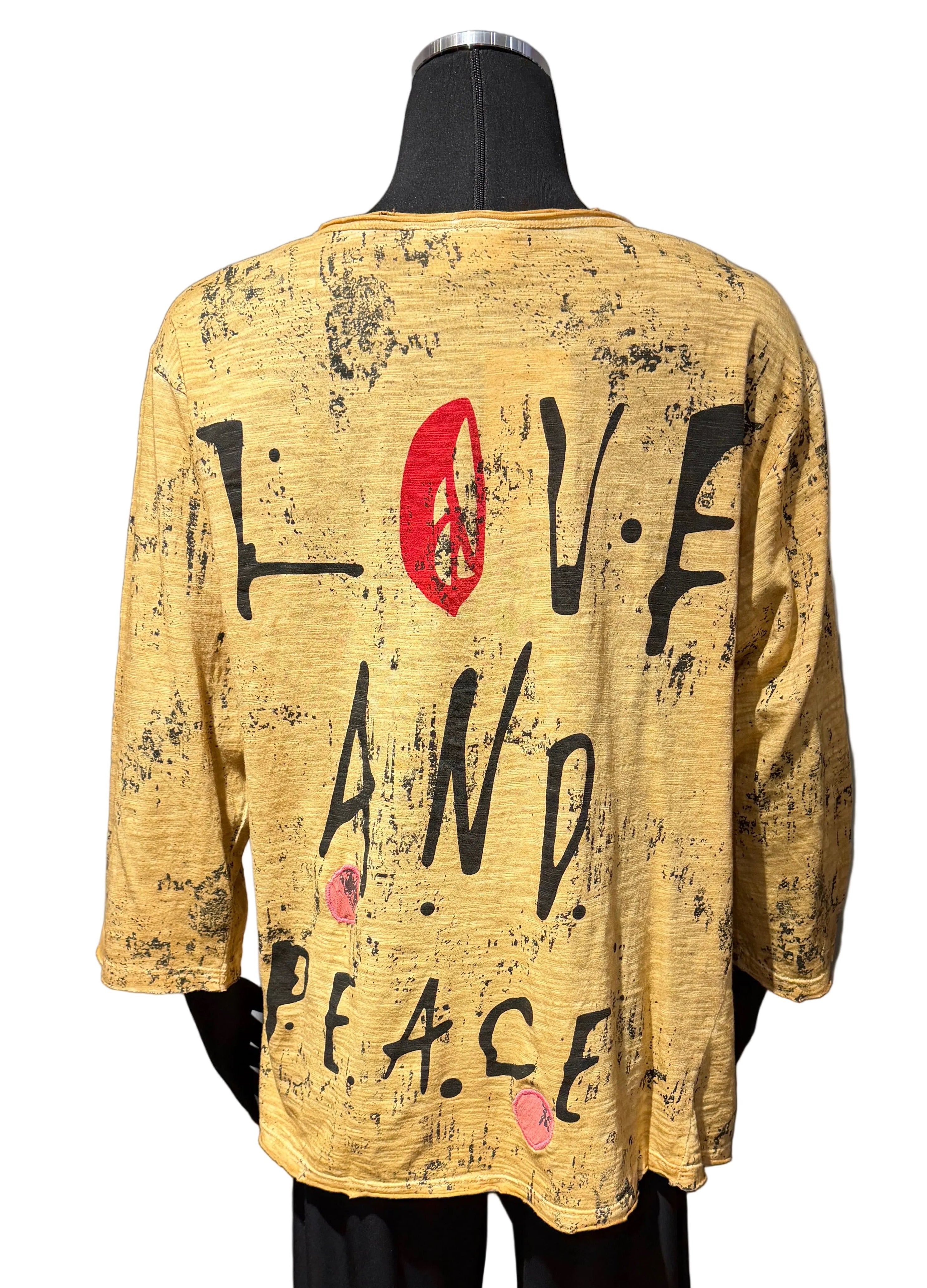 Paper Lace PLG615T Mustard Love And Peace One Size Top