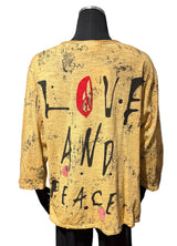 Paper Lace PLG615T Mustard Love And Peace One Size Top