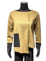 Terra T2-5728DOV Olive Pullover Top With Contrasting Front Pocket & Cuffs