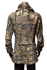 Moonlight MJ6009BB GOLD BROWN & BLACK Geometric Print Quilted Jacquard Zip-Up Jacket