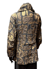 Moonlight MJ6009BB GOLD BROWN & BLACK Geometric Print Quilted Jacquard Zip-Up Jacket